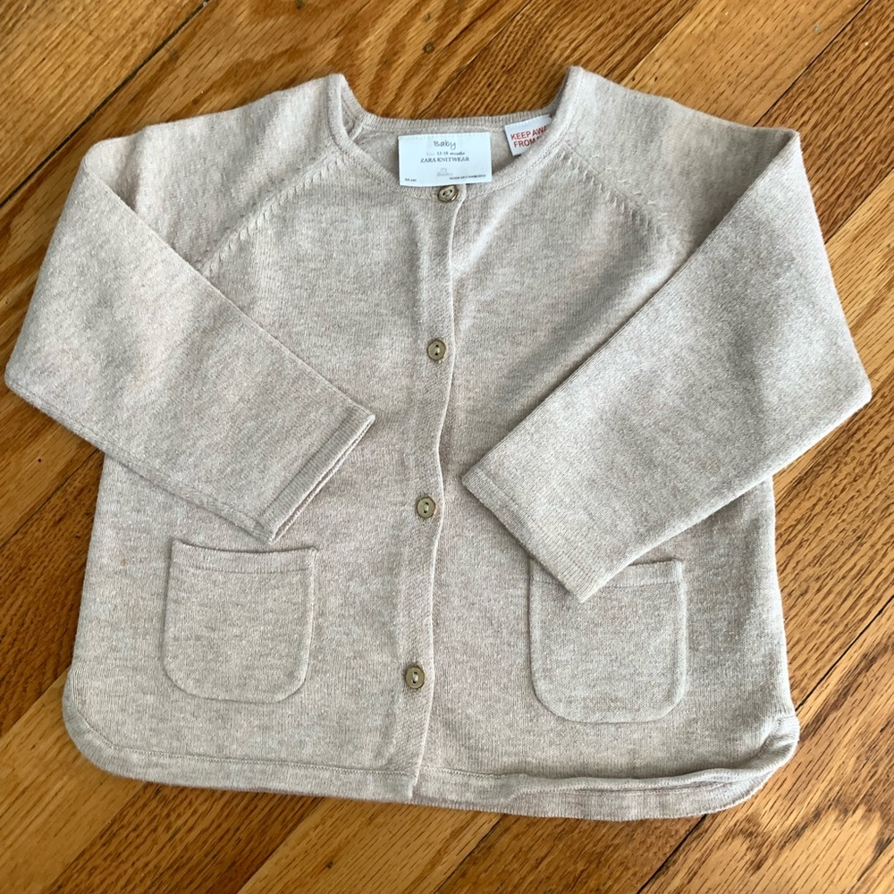 EUC Oatmeal Zara Cardigan SZ 12-18 Months